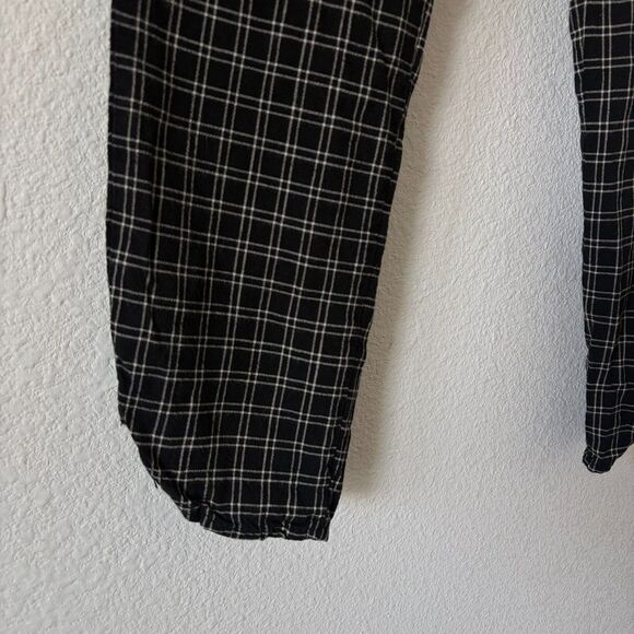 Marine Layer Allison Pant S Black Windowpane Plaid Wide Leg Elastic Waist Tencel - Picture 5 of 9